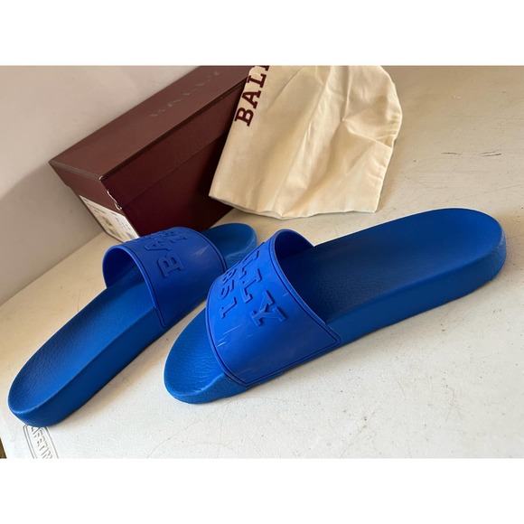 BALLY BLUE RUBBER SLIDES USA9 main image 12